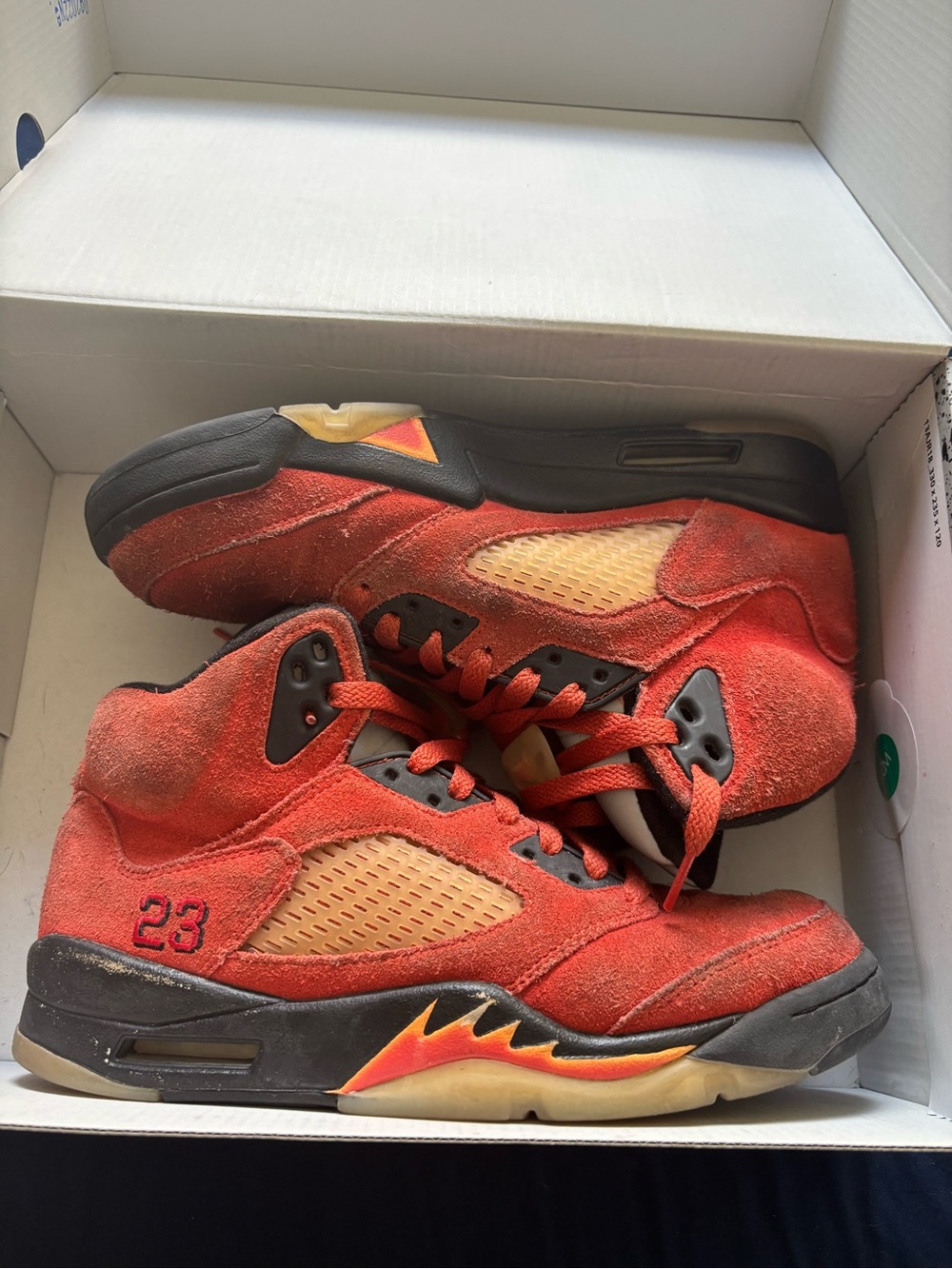 Air Jordan’s 5 Retro - Womens Red Suede Basketball Shoes with 23 Accent Kids